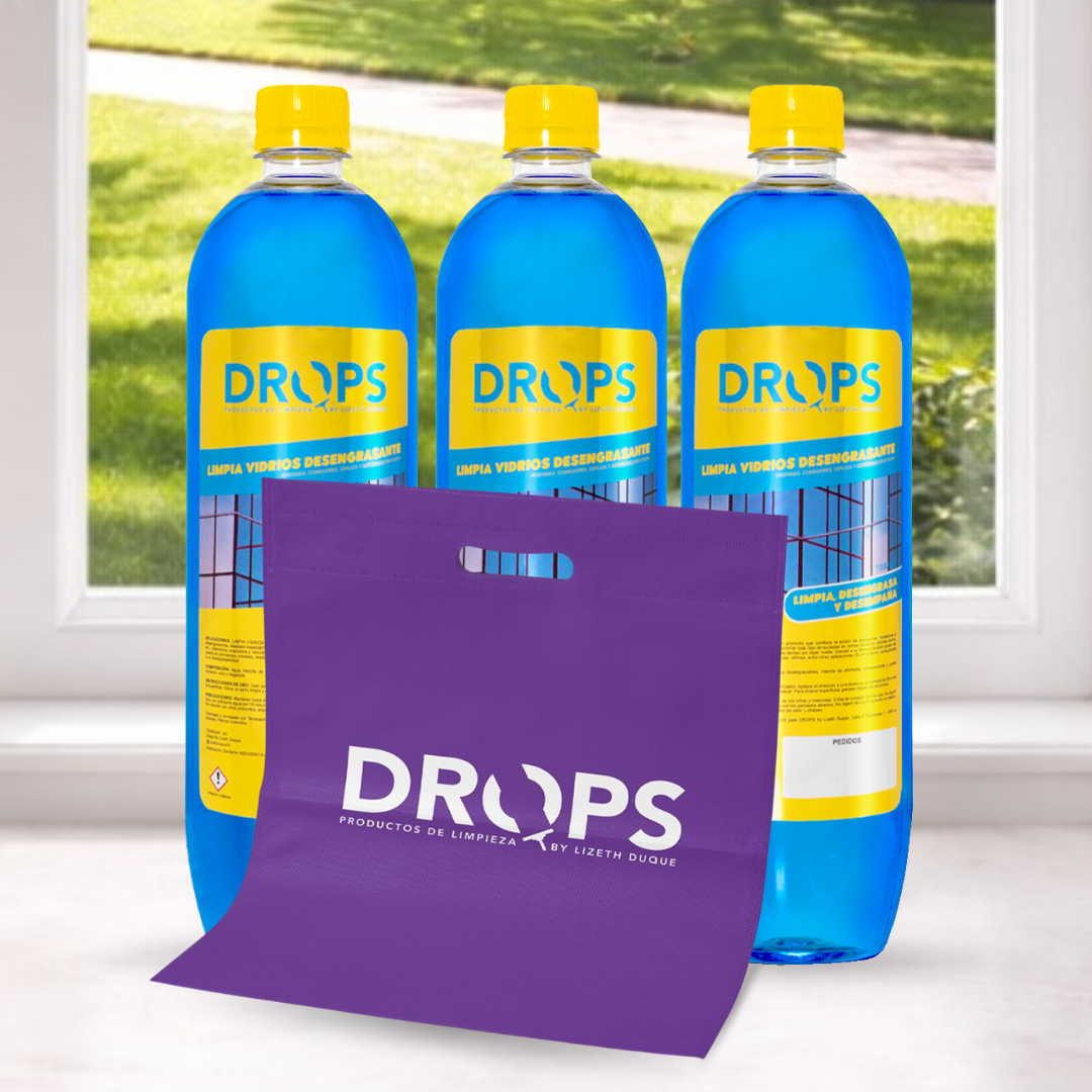 3 Limpiavidrios desengrasante (líquido) 1000ml + Bolsa